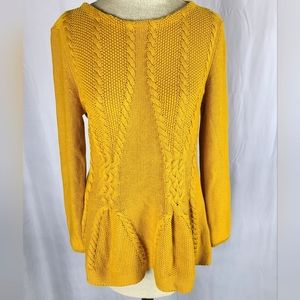 Cupio Cable Peplum Sweater in Mustard Size M NWT